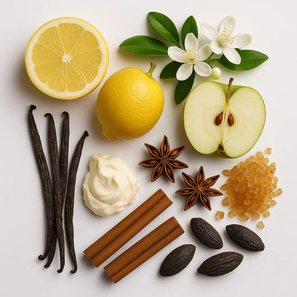 Vanille, Zimt, Apfel, Zitrone, Sternanis und Orangenblüten – fein abgestimmte Duftnoten der Duftarchitektur von Parfums de Marly Althair.