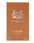 Parfümreich – Originalverpackung des Parfums de Marly Althaïr, Eau de Parfum, in stilvollem Braunton mit weißem Markenlogo.