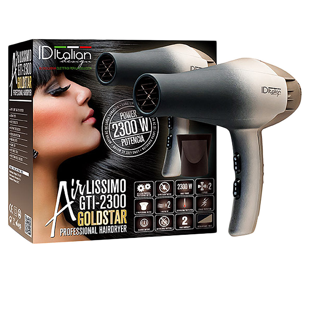 ID ITALIAN AIRLISSIMO GTI 2300 GOLD STAR professional hair dryer in GOLD STAR , Hair by ID ITALIAN. Merkmale: . Verfügbar bei ParfümReich.